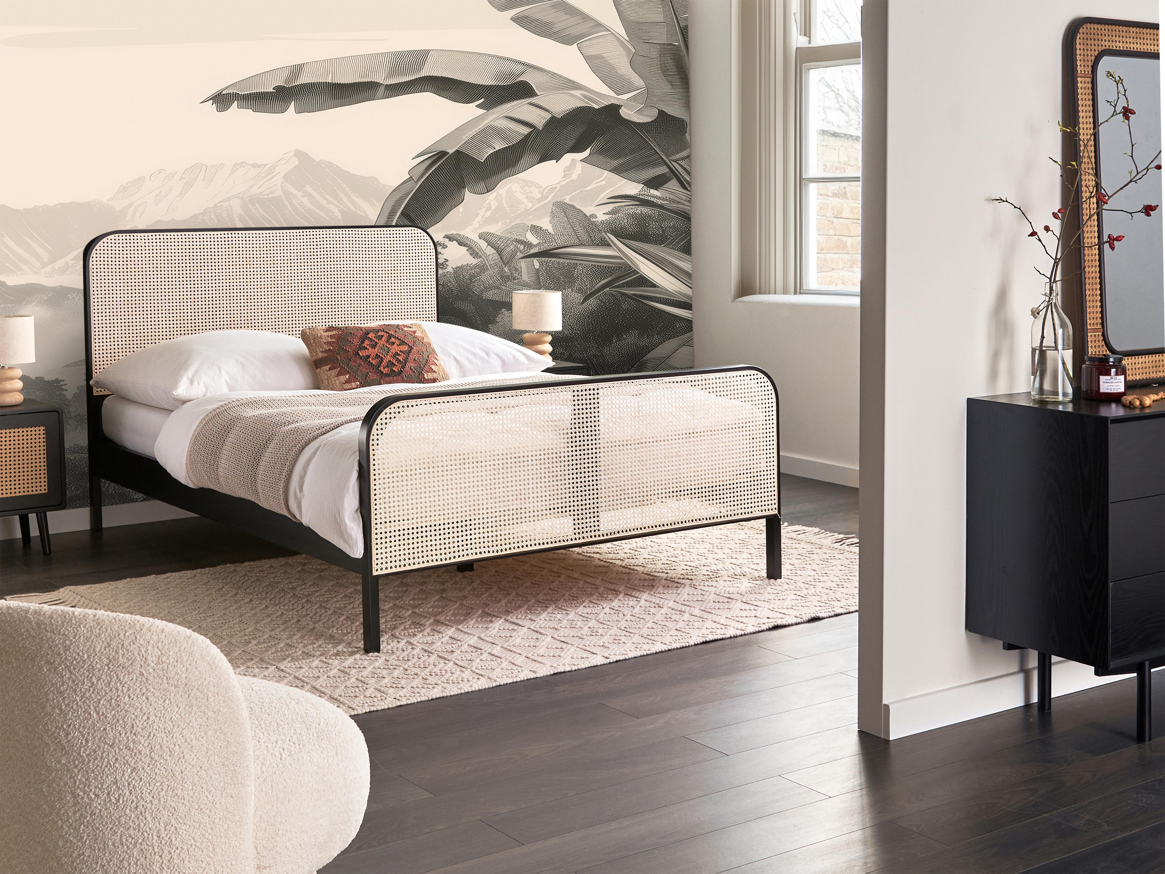 Bed Pine Wood GONFARON 140 x 200 cm (EU Double) Black