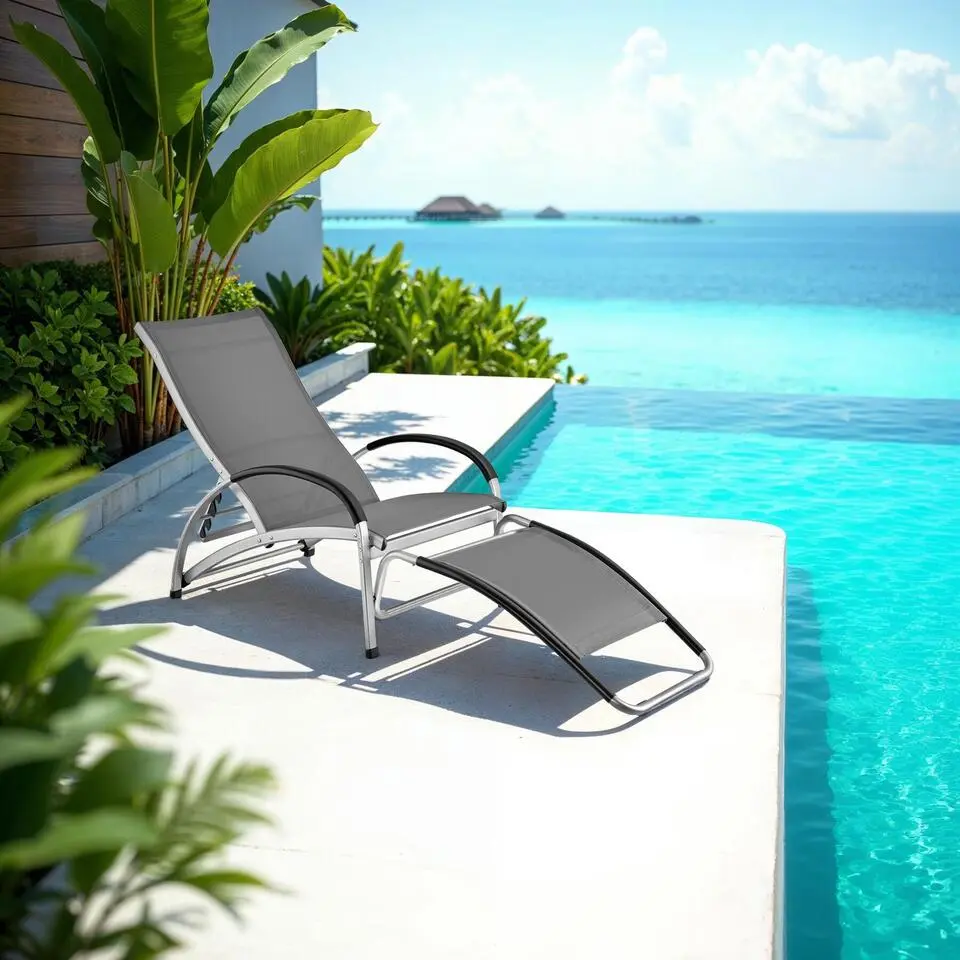 tectake Ligbed Avignon, 2in1 functie, verstelbare rugleuning, Antraciet