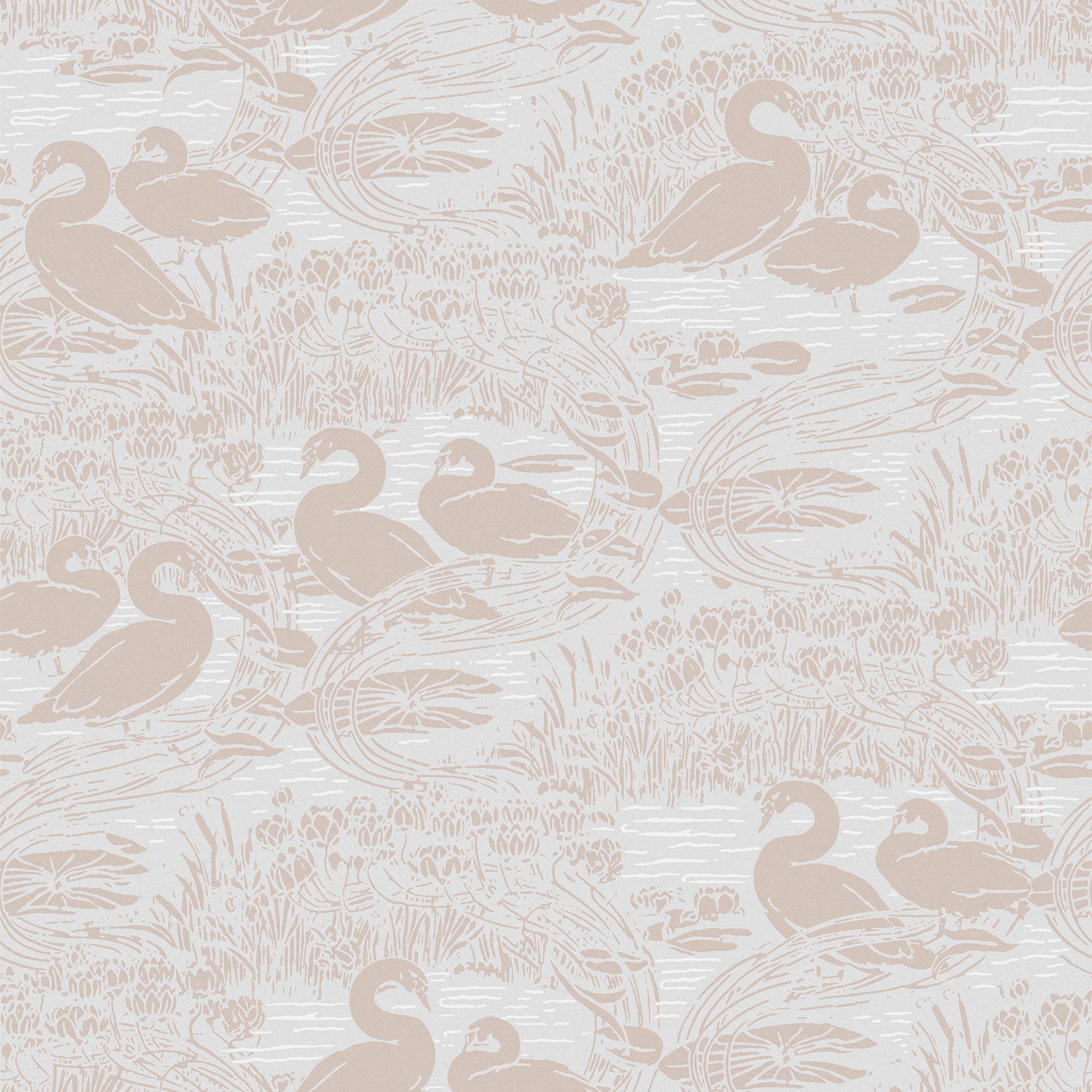 Laura Ashley Vliesbehang - Swans Dove Grey - Grijs 10mx52cm