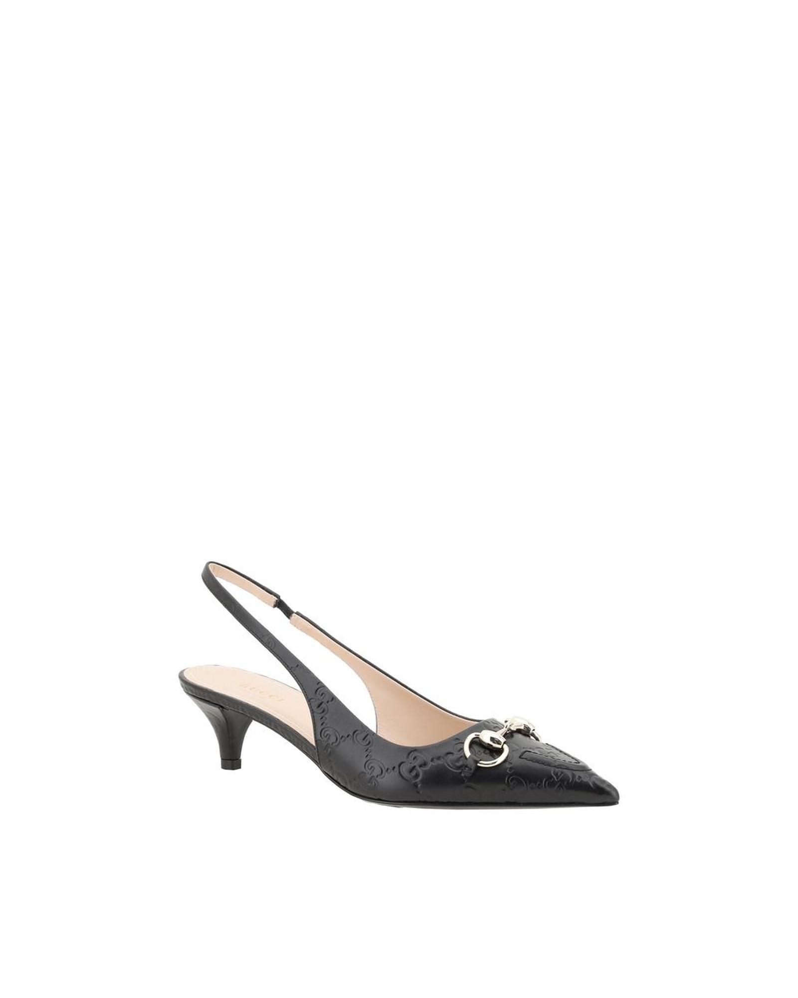 Gucci Horsebit Slingback Pumps Style 607435 Wo - Black