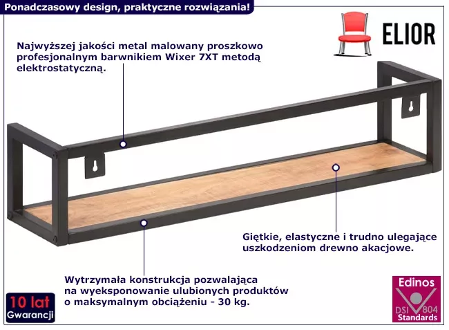 Zestaw 2 industrialnych półek z drewna akacjowego - Rivon