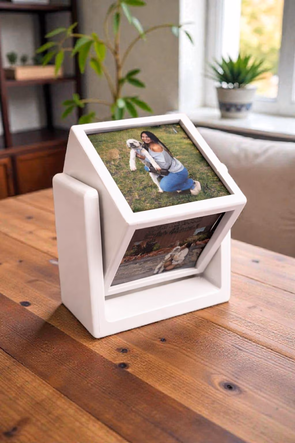 Rotating 3D Cube Frame (Holds 4 Photo Magnets 2.5x2.5 in.)