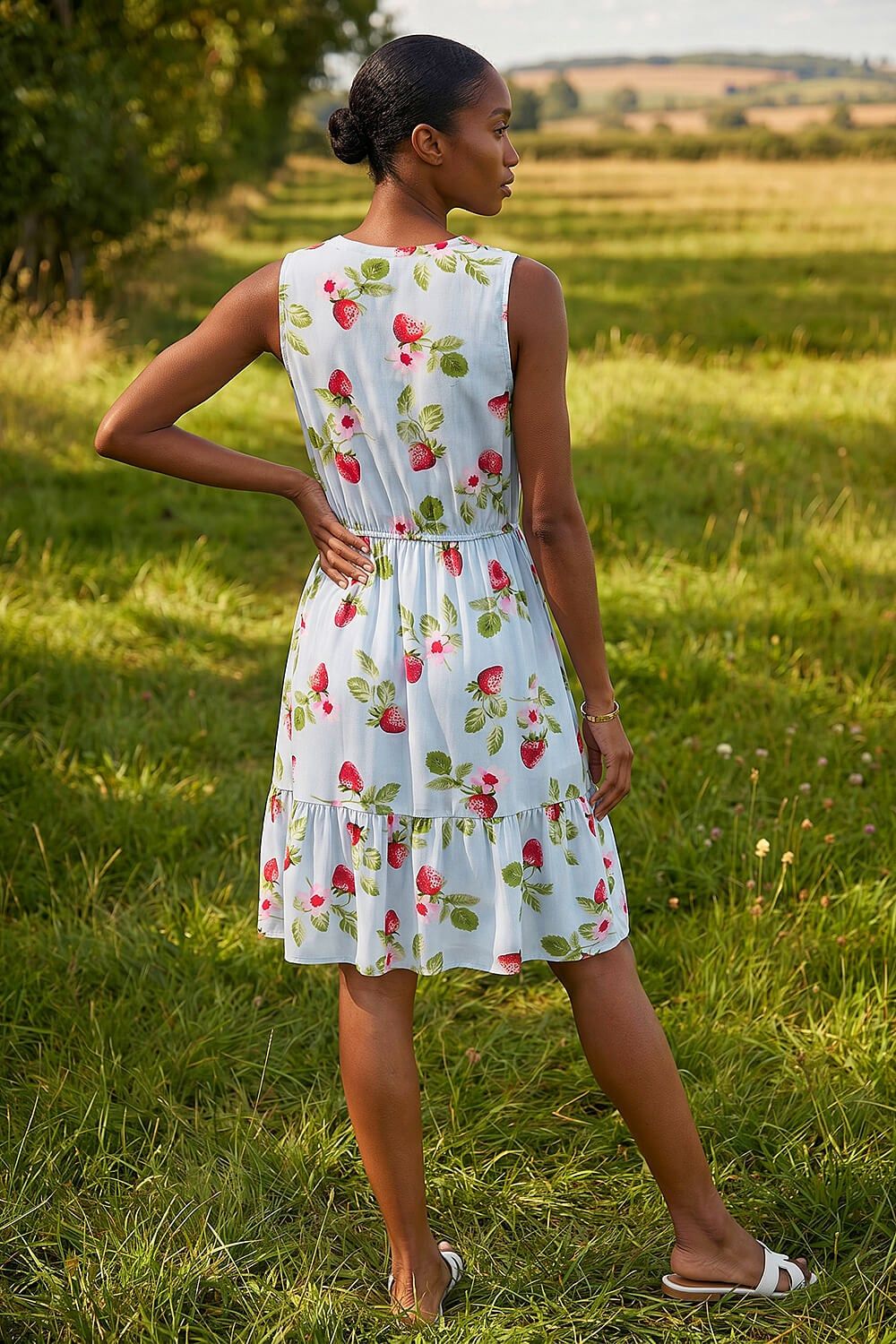 Roman Petite Strawberry Tie Waist Dress