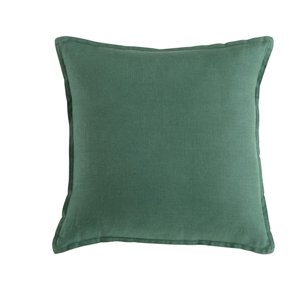 - Coussin en lin lavé vert basilic 45x45