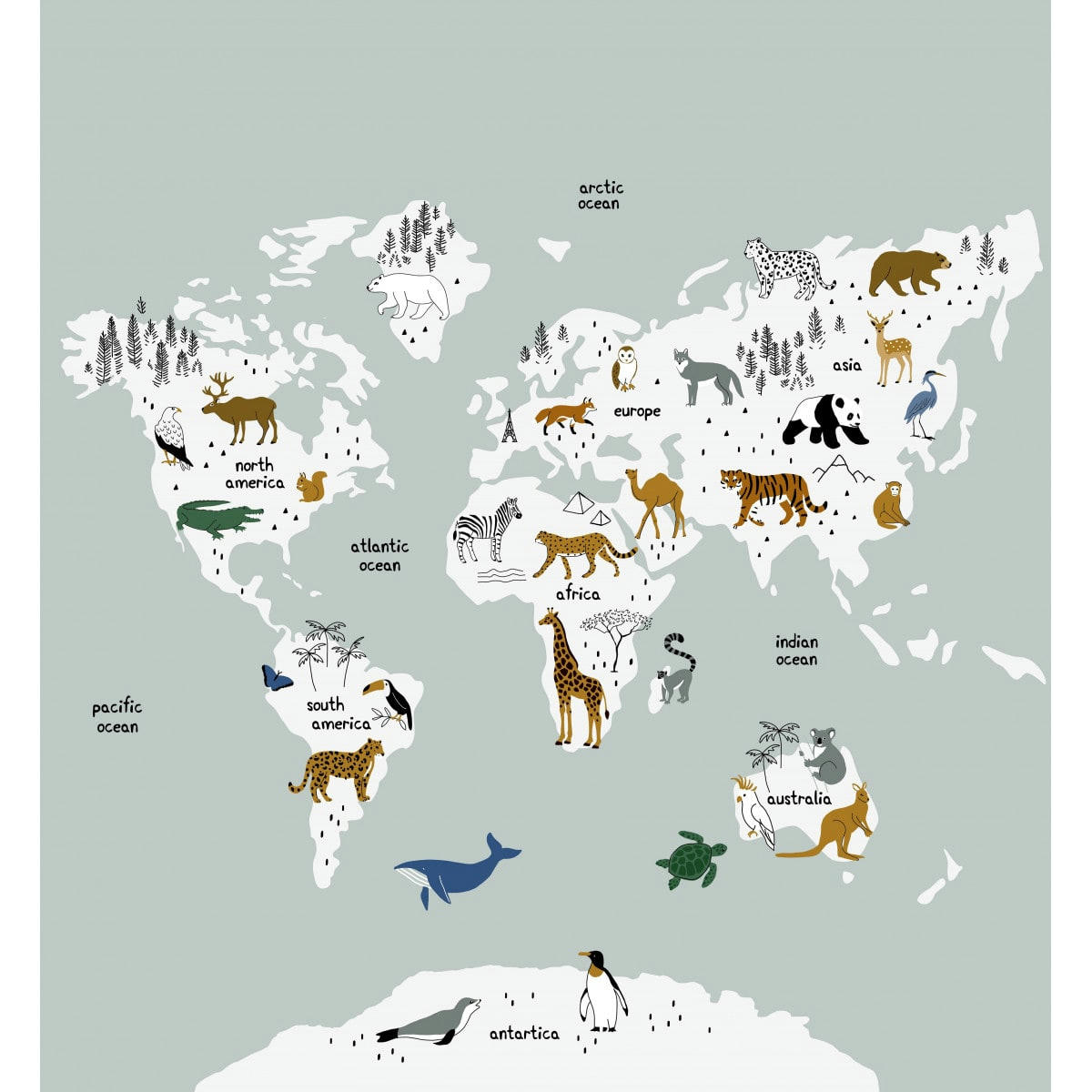 JUNGLE - Papier peint intissé panoramique imprimé map 250x270cm