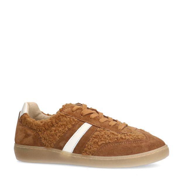 Bruine suède teddy sneakers