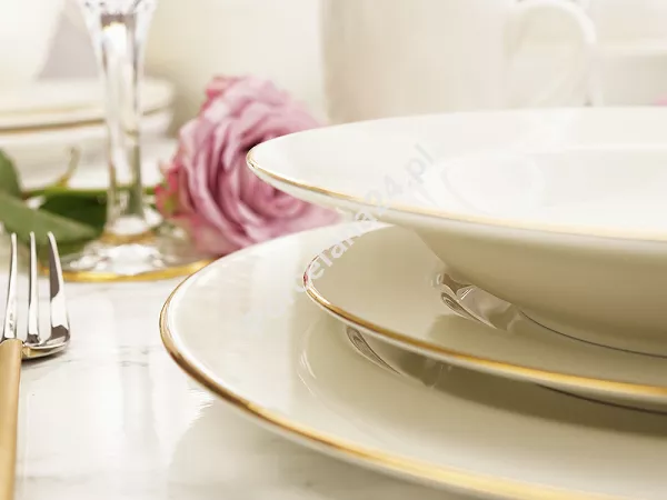 Serwis obiadowo - herbaciany na 12 osób (105 el.) Bogucice - Lolita Cream Gold 1258