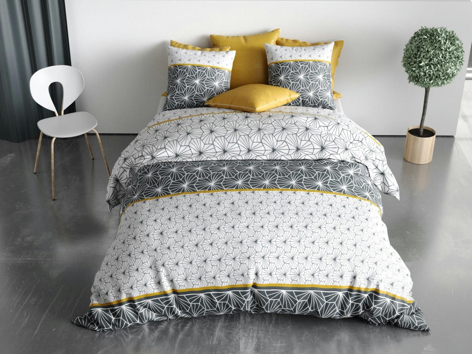 MIJO - Parure housse de couette coton design 240x260 cm