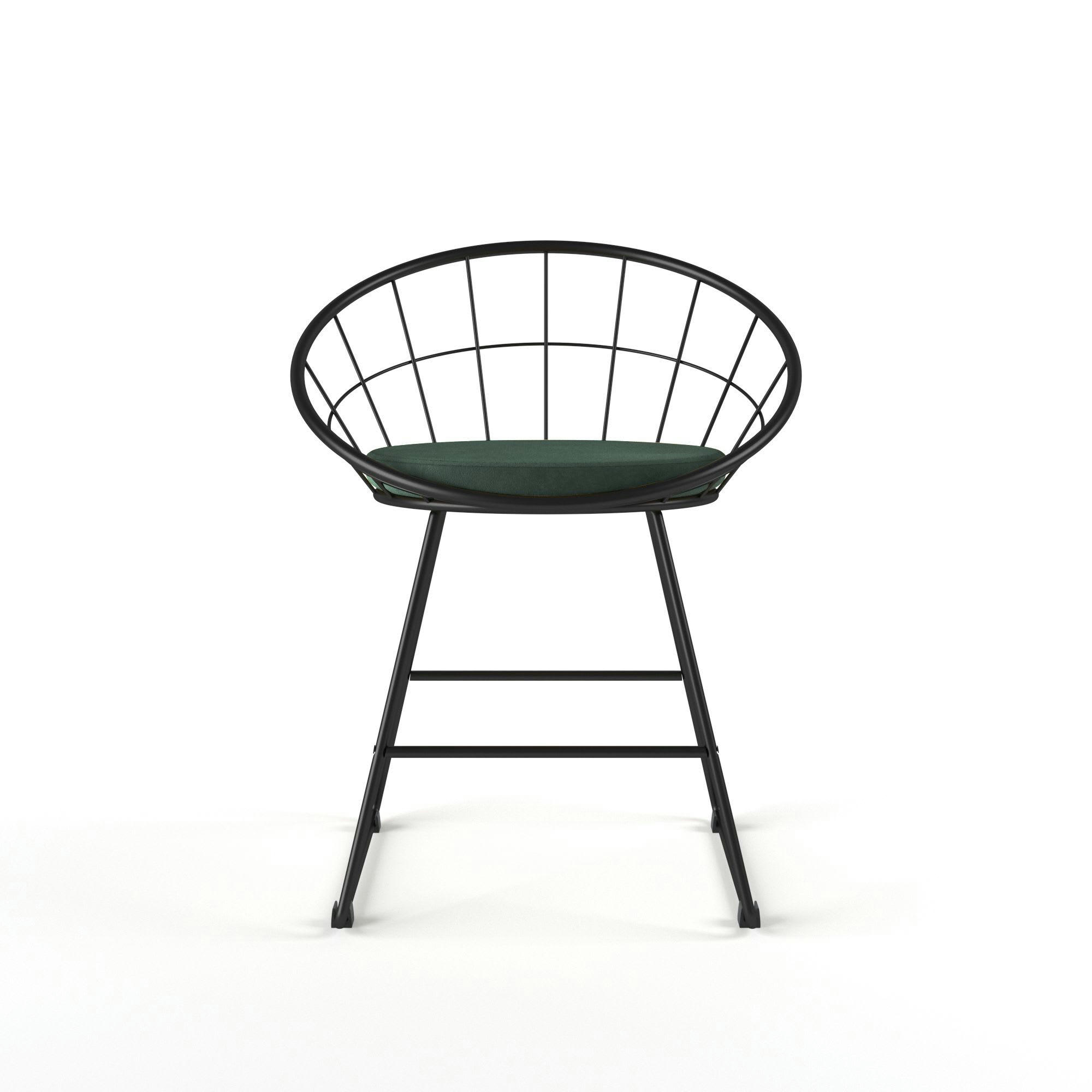 JOANE - Chaise en métal et velours vert sapin