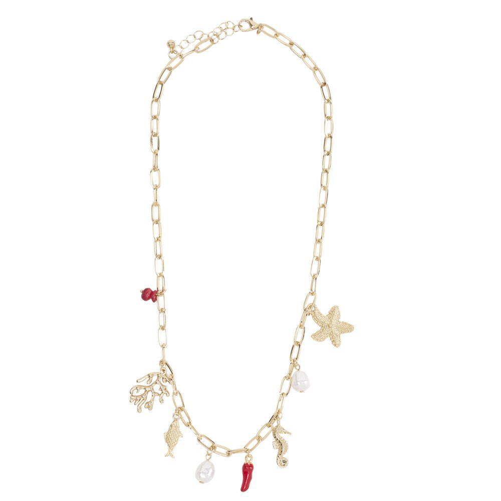 Collier avec pampilles marin métal doré L21cm