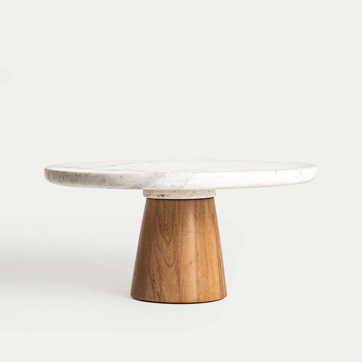 Patera MARBLE marmurowa na akacjowej nóżce 28x13 cm