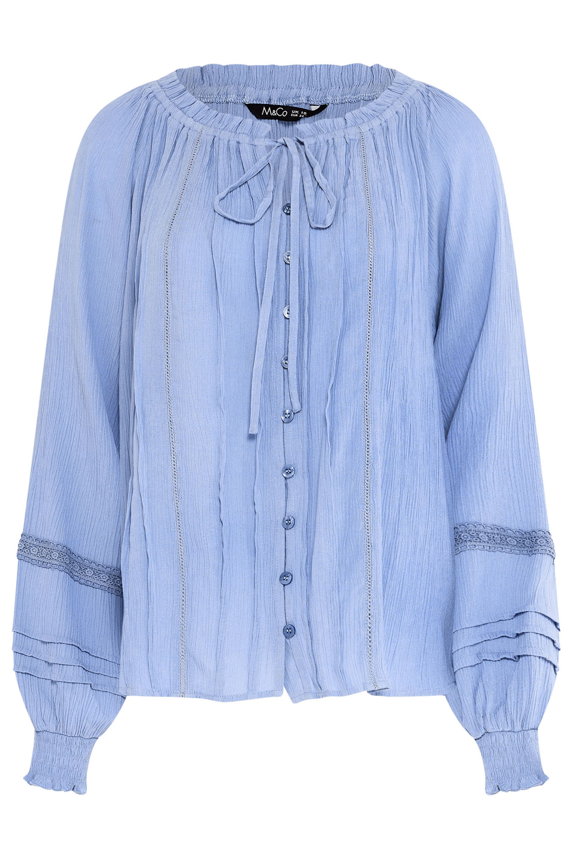 M&Co Trim Detail Tie Neck Blouse