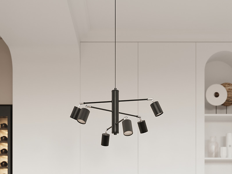 Lampa wisząca Lemmi 6-punktowa stalowa czarna