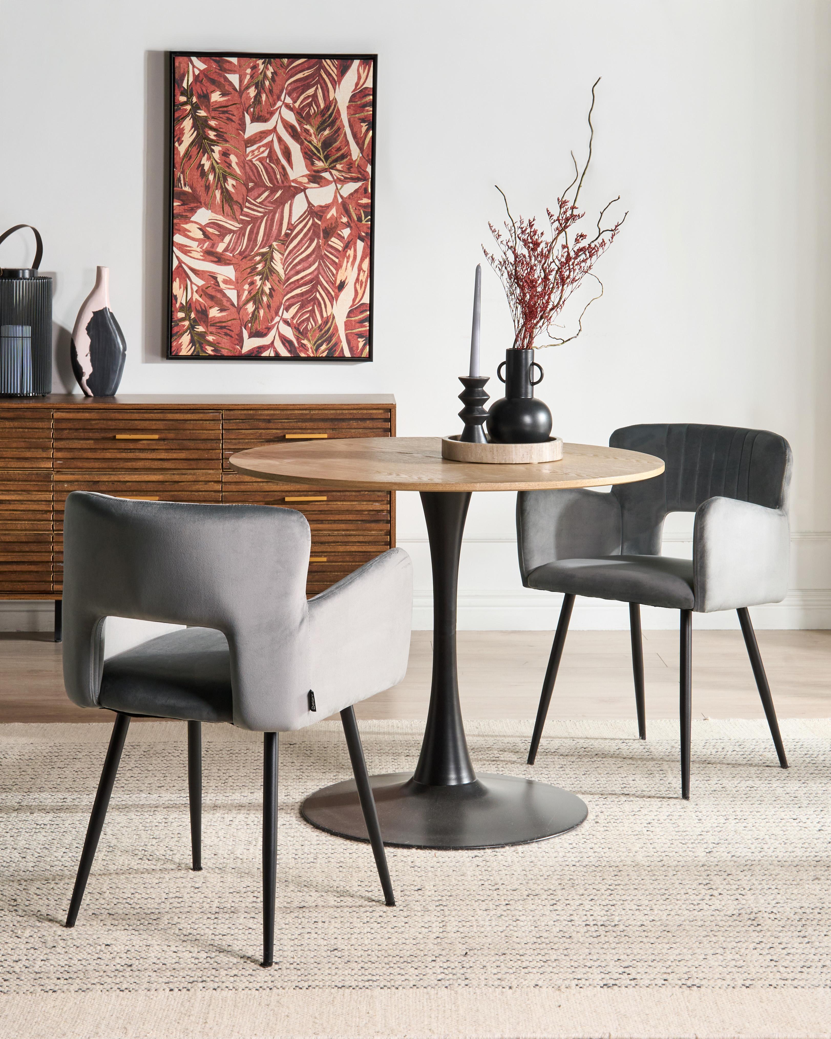 Set of 2 Dining Chairs SANILAC Velvet Grey