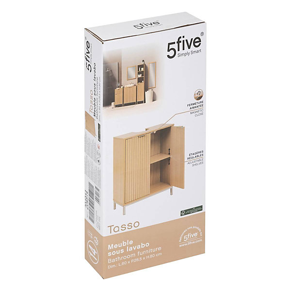 Meuble bas Tasso sous lavabo effet bois naturel - Beige- 5five