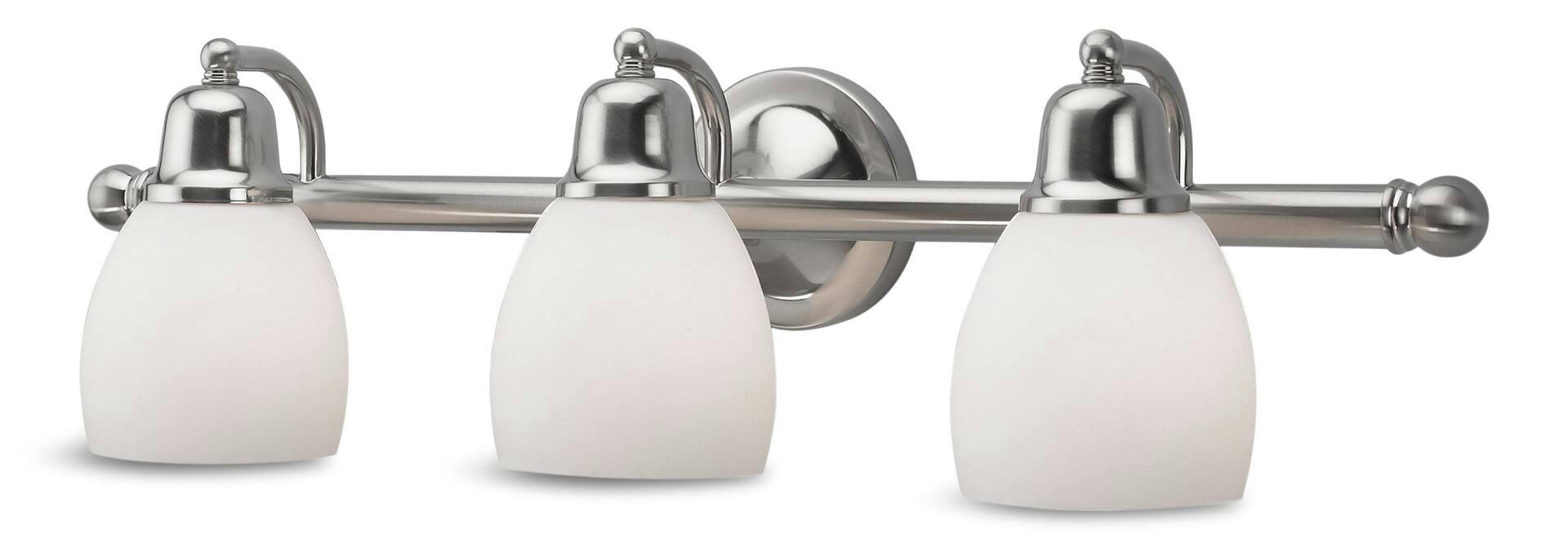 CANVAS Essence 3-Light Opal White Glass Shade Vanity Light Fixture, Brushed Nickel