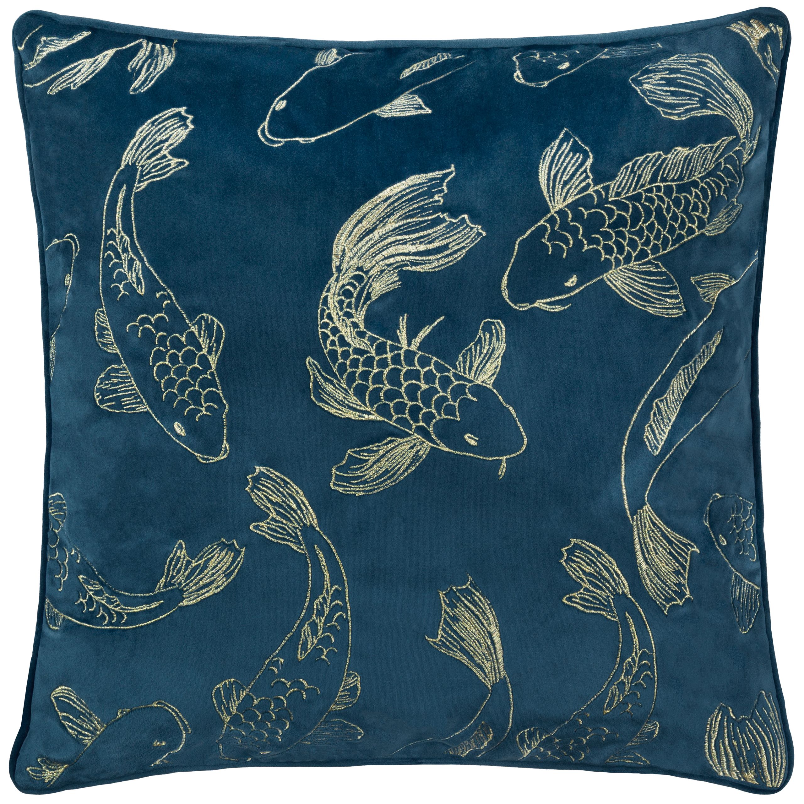 Paoletti Koi Pond Embroidered Velvet Cushion