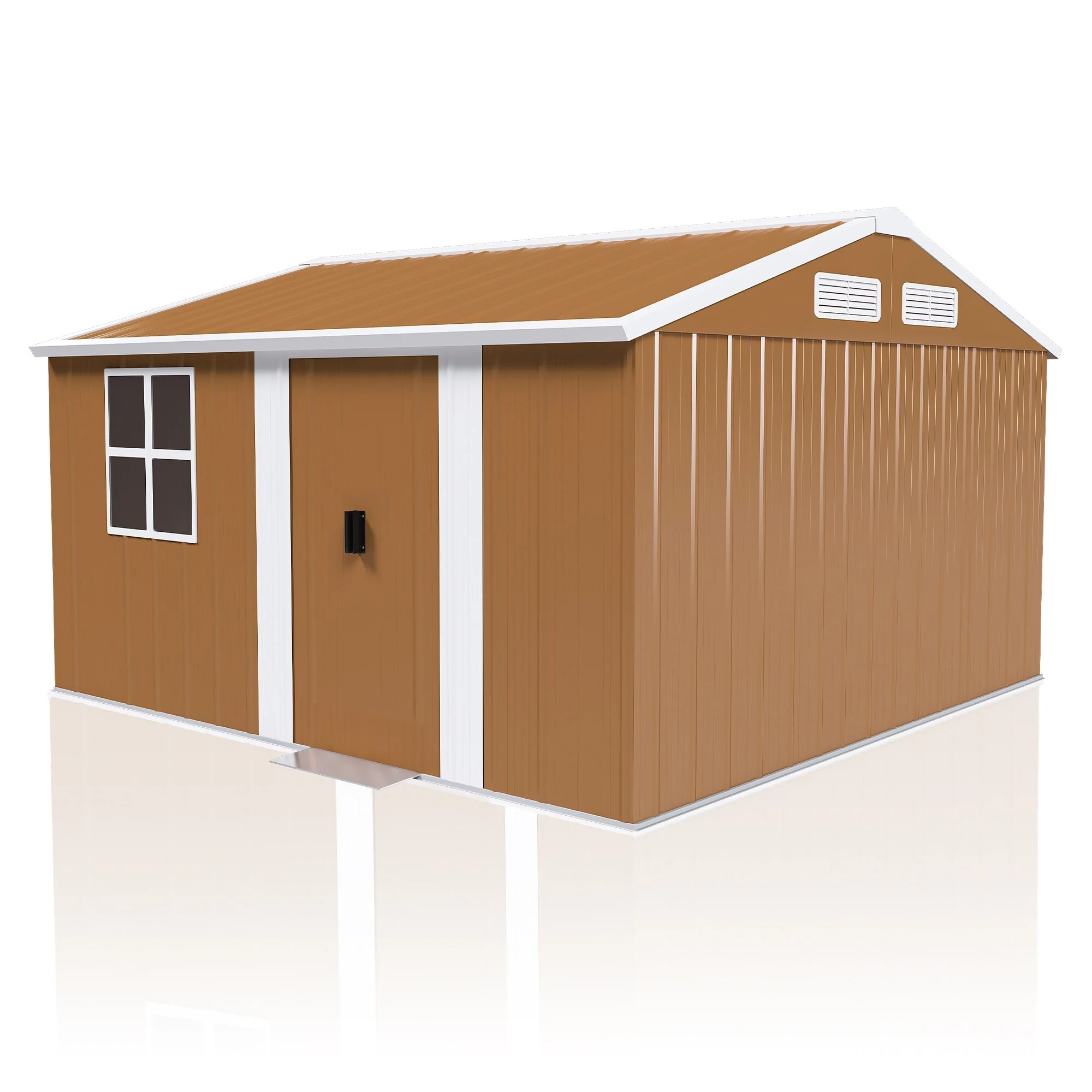 12x10 FT Heavy-Duty Metal Shed w/Windows，Weatherproof Garden Storage - 12x10 FT