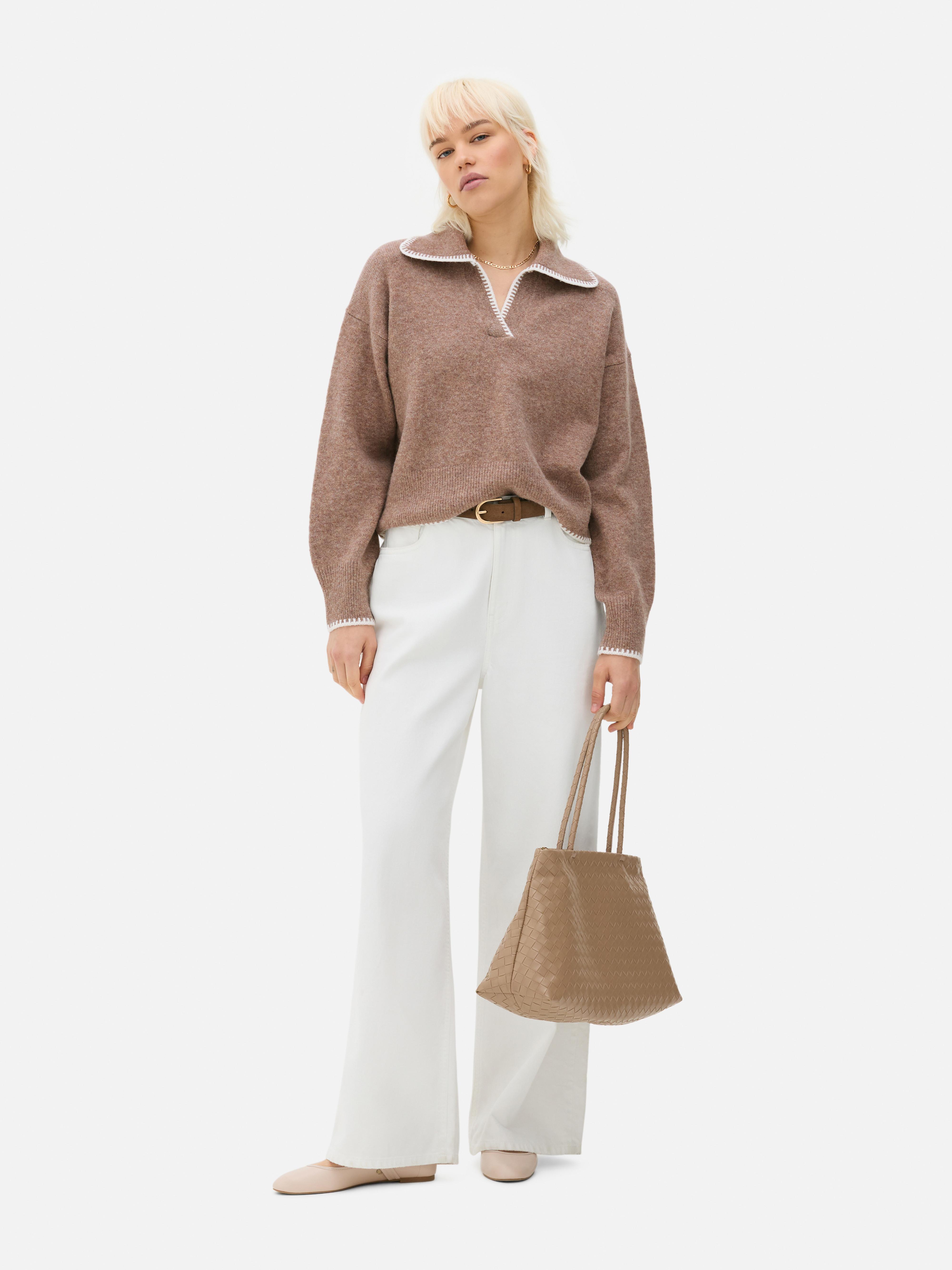 Stitch Collar Polo Sweater