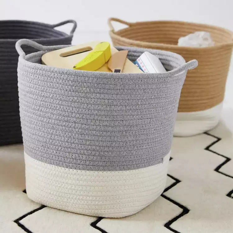 Great Little Trading Company Rope Storage Basket-Ivory/Grey