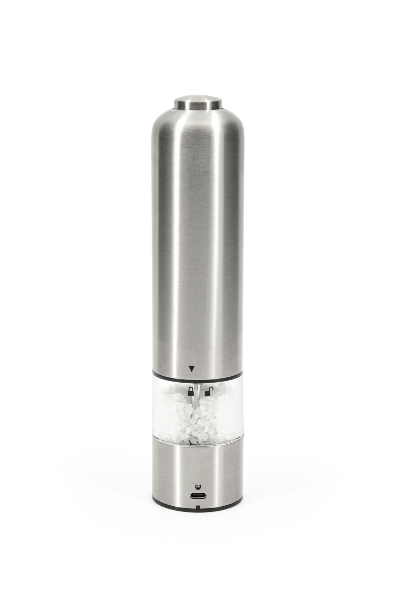 Kamenstein USB Rechargeable Stainless Steel Salt & Pepper Grinder, 8.85-in