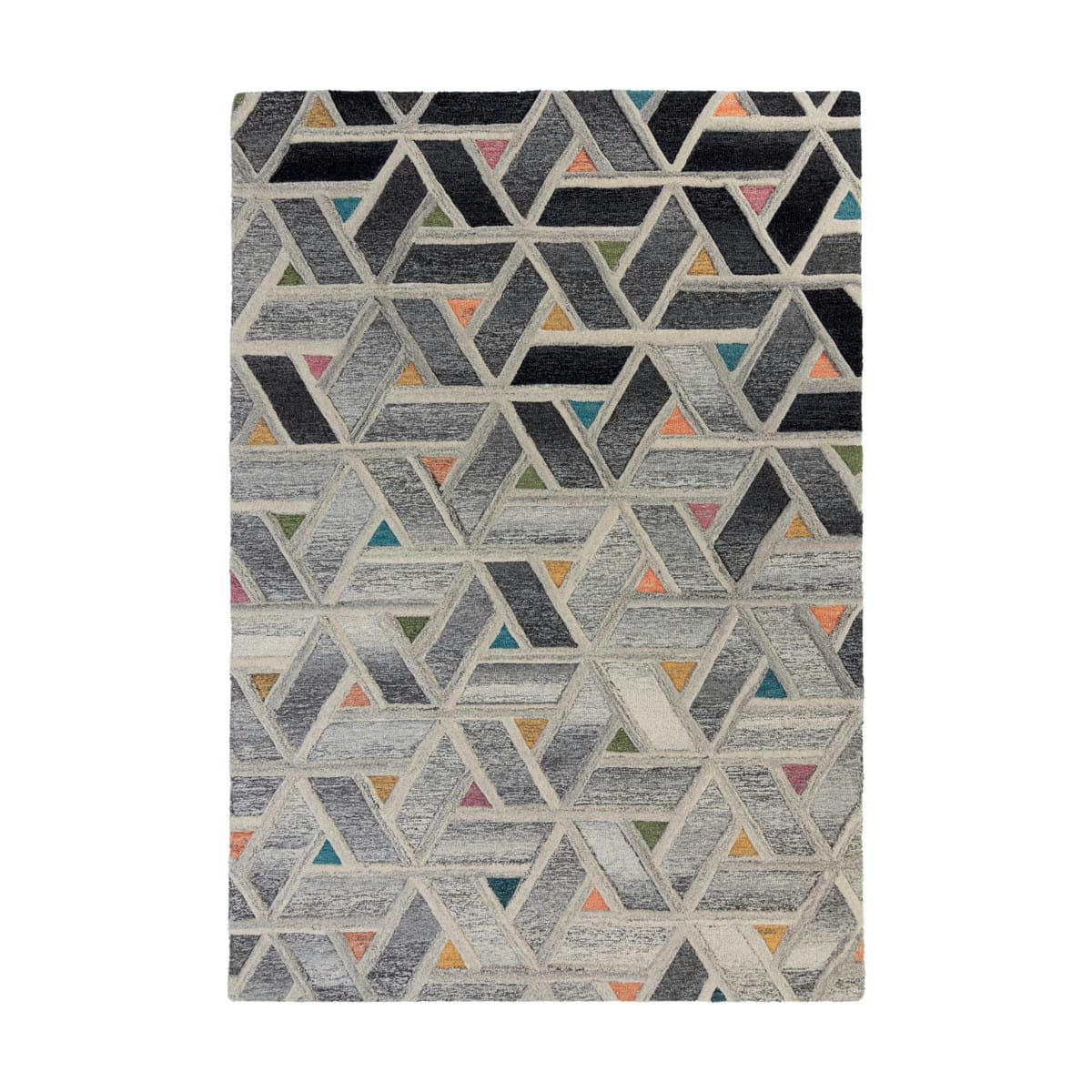 RIVER - Tapis géométrique design en laine multicolore 200x290