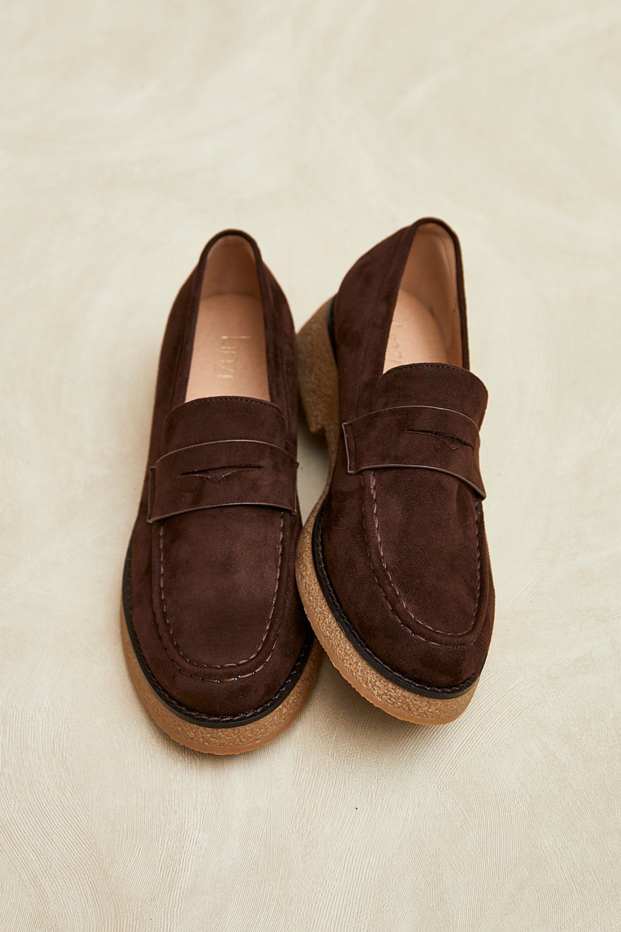Linzi Hilton Brown Faux Suede Penny Loafer