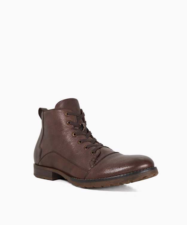 Corrdial Brown - Leather Lace-Up Casual Boots