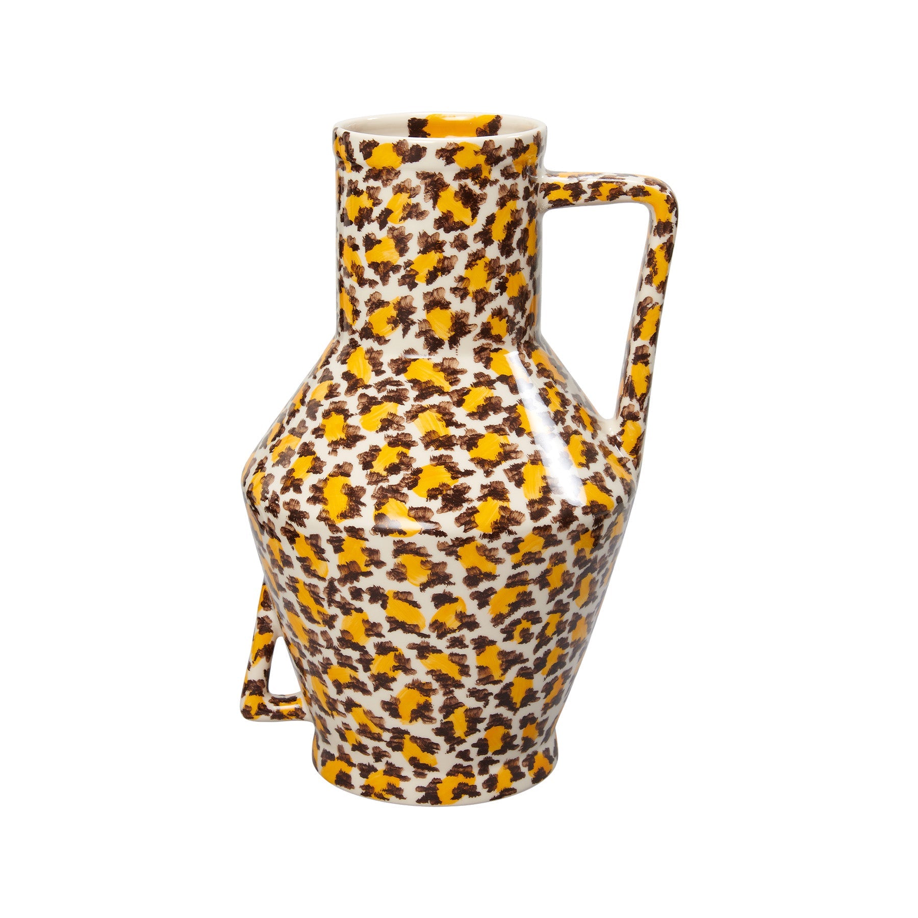 Return to Sender Vaas 30 cm Leopard print handgeschilderd met handvat
