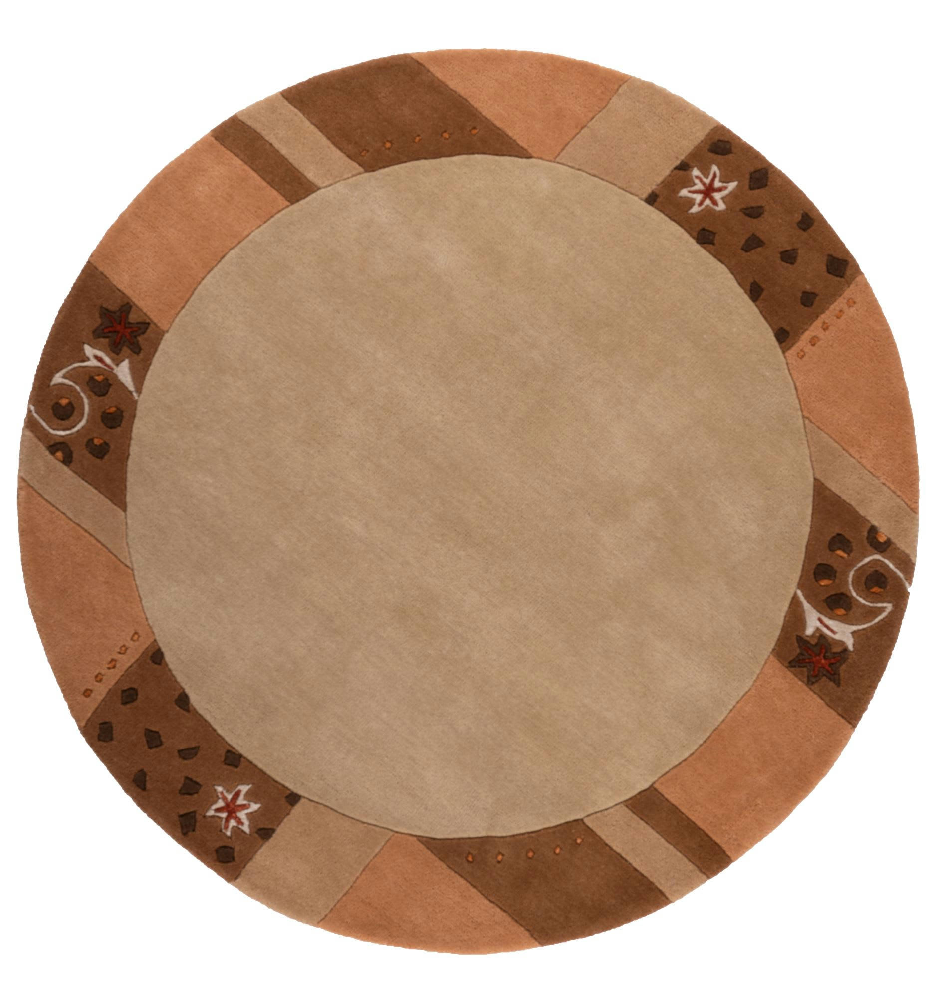 ROYAL GANGES - Tapis gabbeh floral en laine naturelle Miel Diam 150 cm