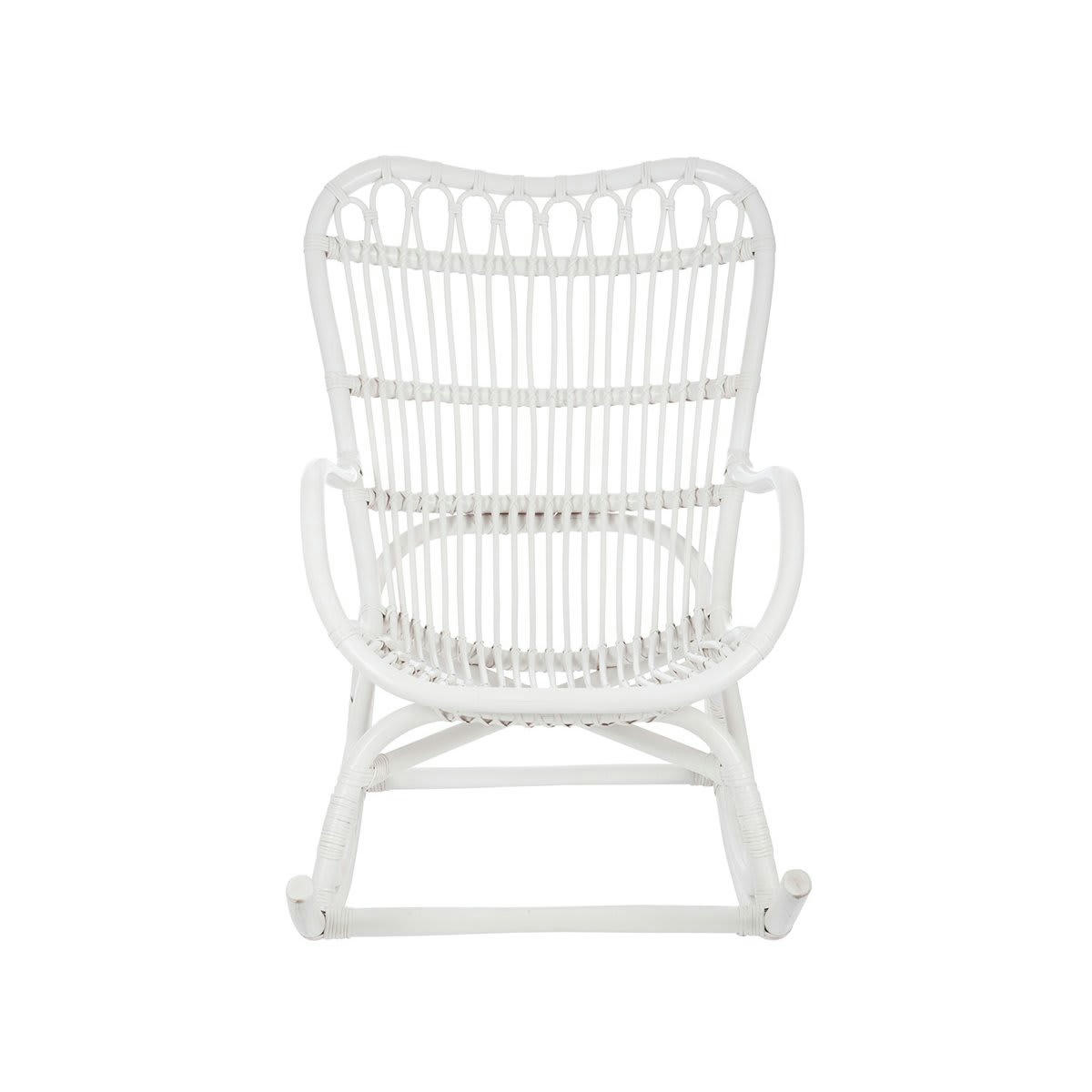 CHARMER - Fauteuil à bascule en rotin blanc