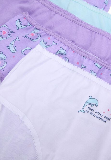 Older Girls 5pk Lilac Dolphin Briefs