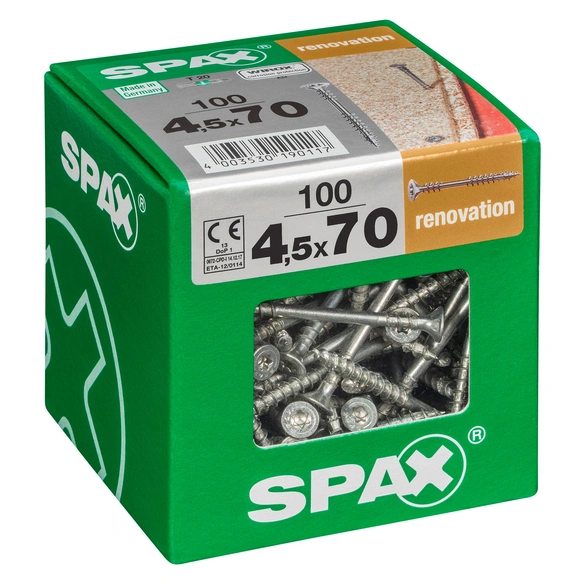 Verlegeschraube, 4,5 mm, Stahl, 100 Stk., Renovation 4,5x70 XXL