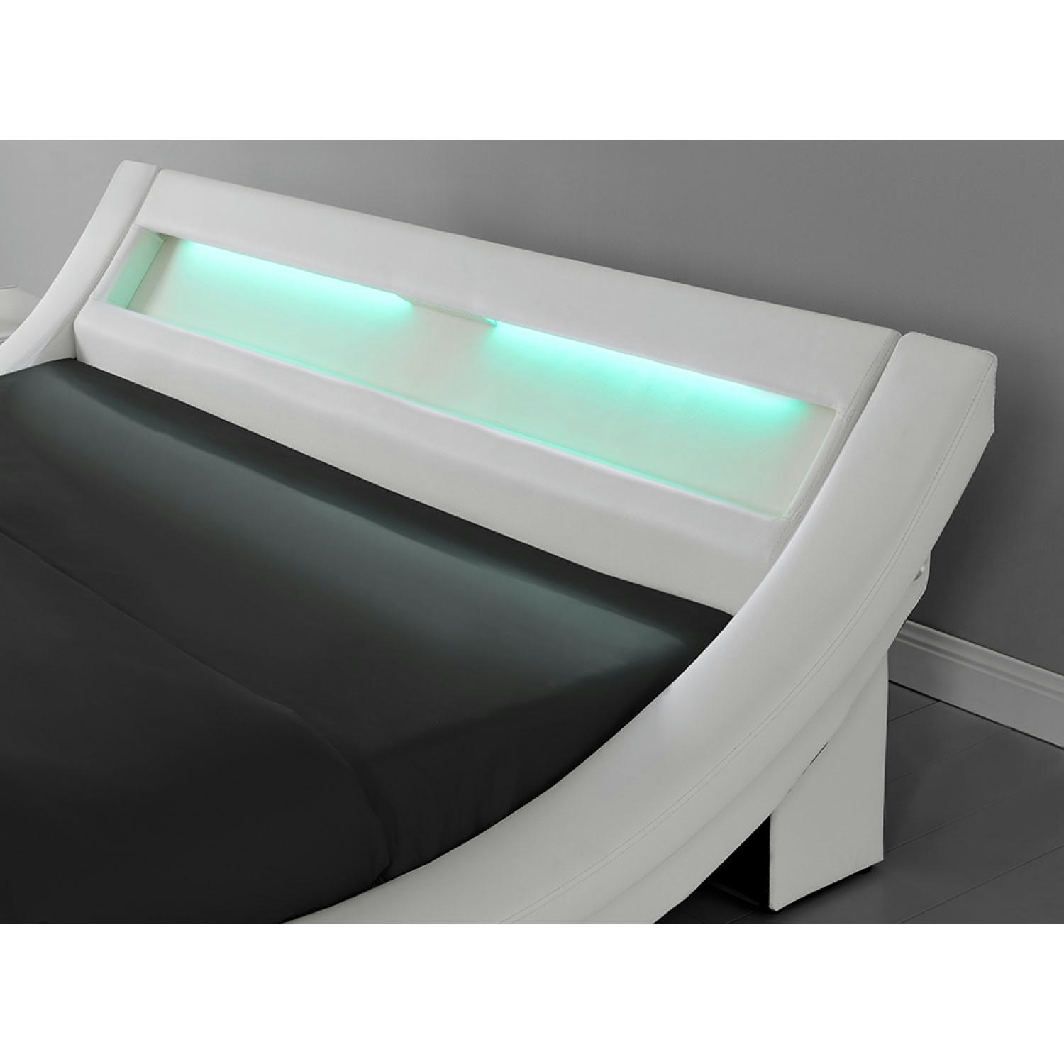 PADDINGTON - Cadre de lit avec LED 160 x 200 cm en PU blanc