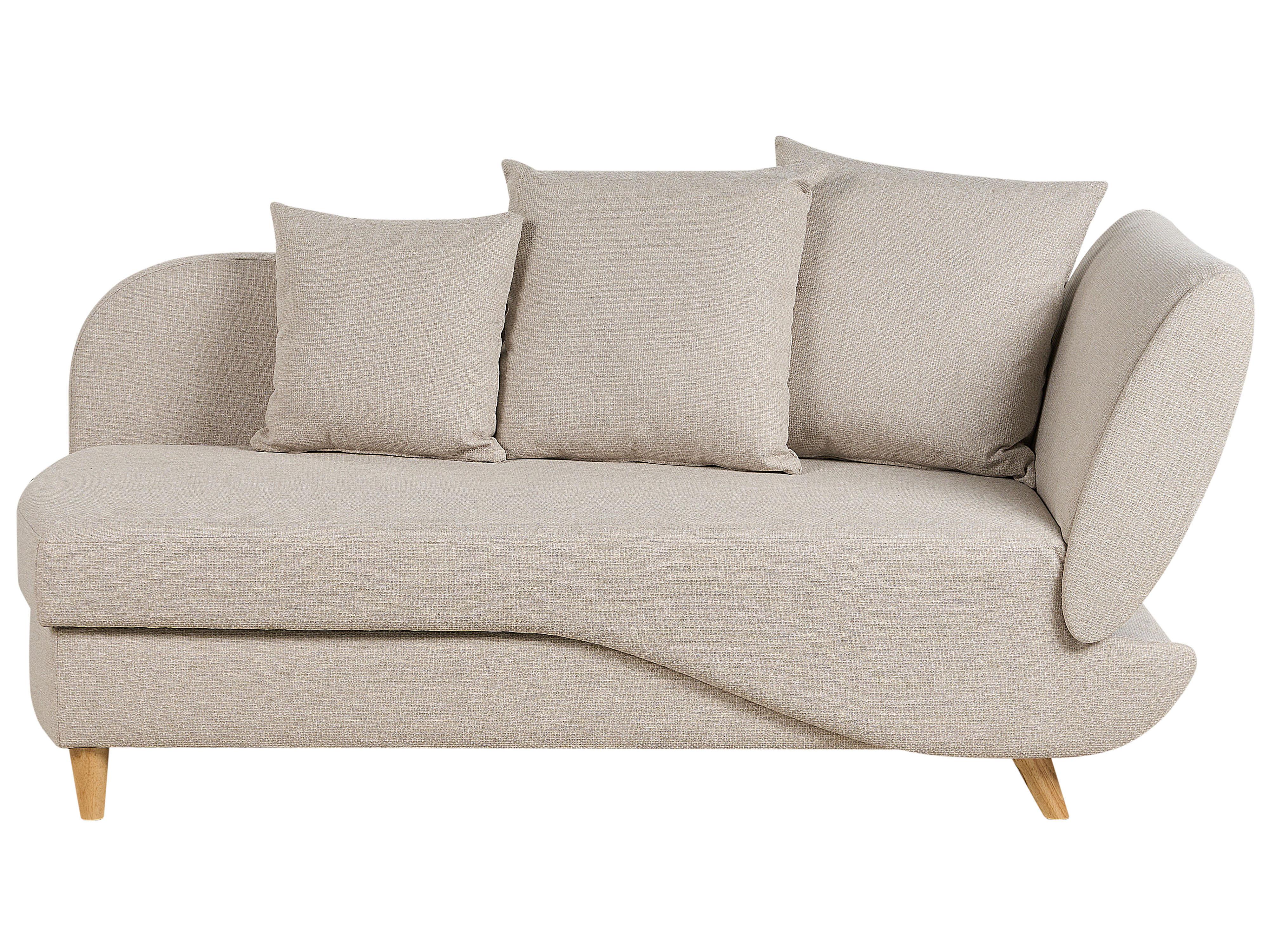 Left-Hand Chaise Longue MERI Faux Linen Beige with Storage