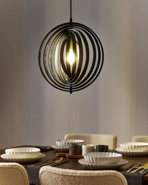 Lampa wisząca dekoracyjna drewniana czarna