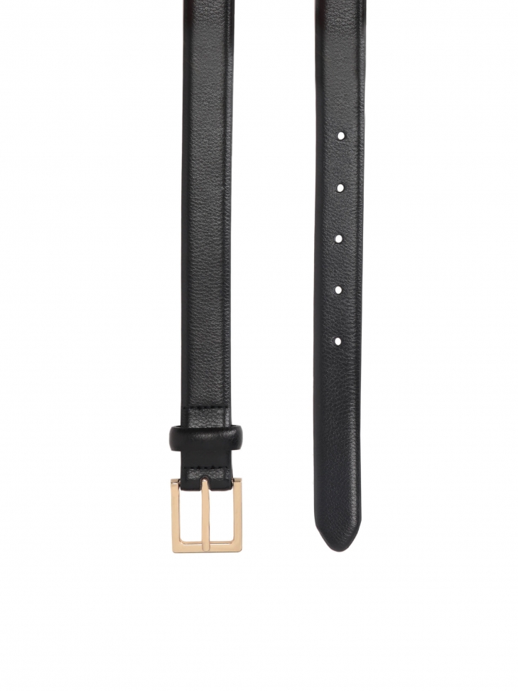 Ladies’ classic black grain leather belt