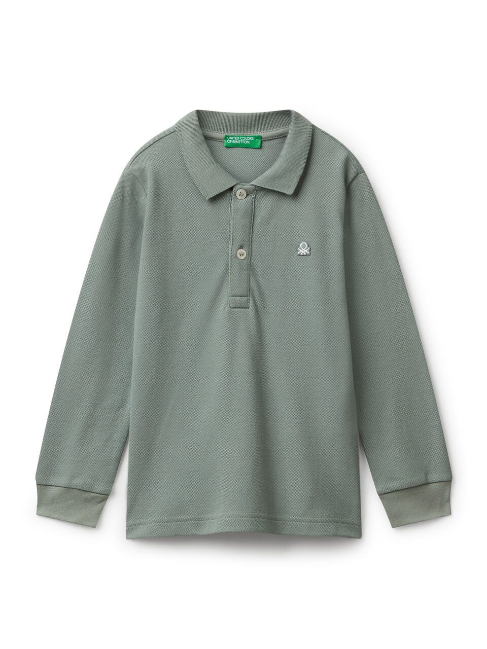 Long sleeve polo in cotton