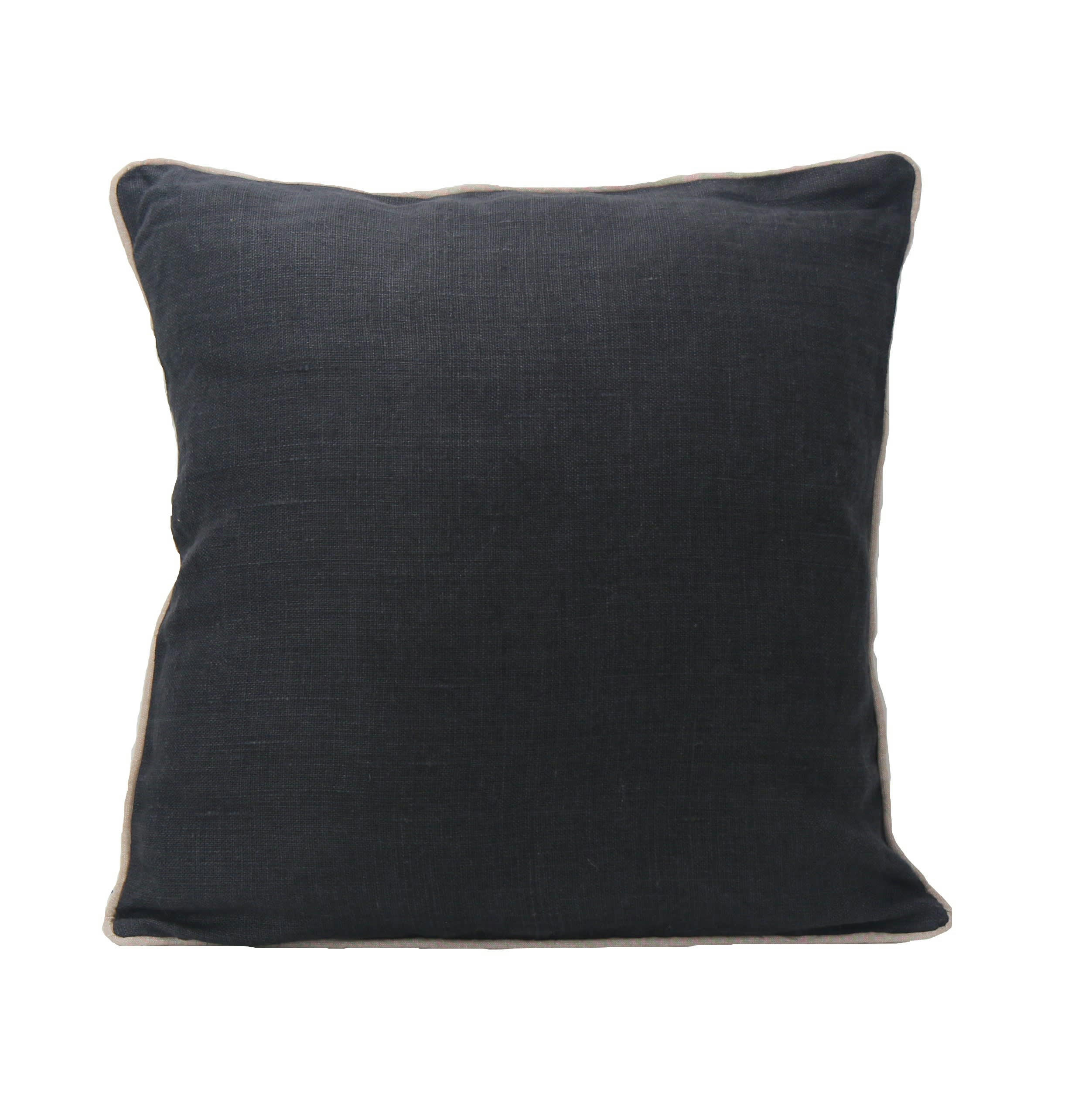 LINO 330 - Coussin uni bi-matières lin et coton lin granit 45 x 45