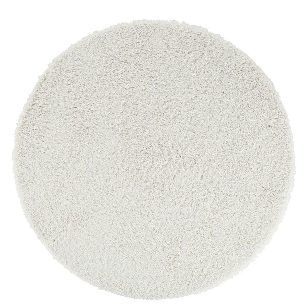 MOUTY - Tapis rond shaggy effet bouclé blanc D160