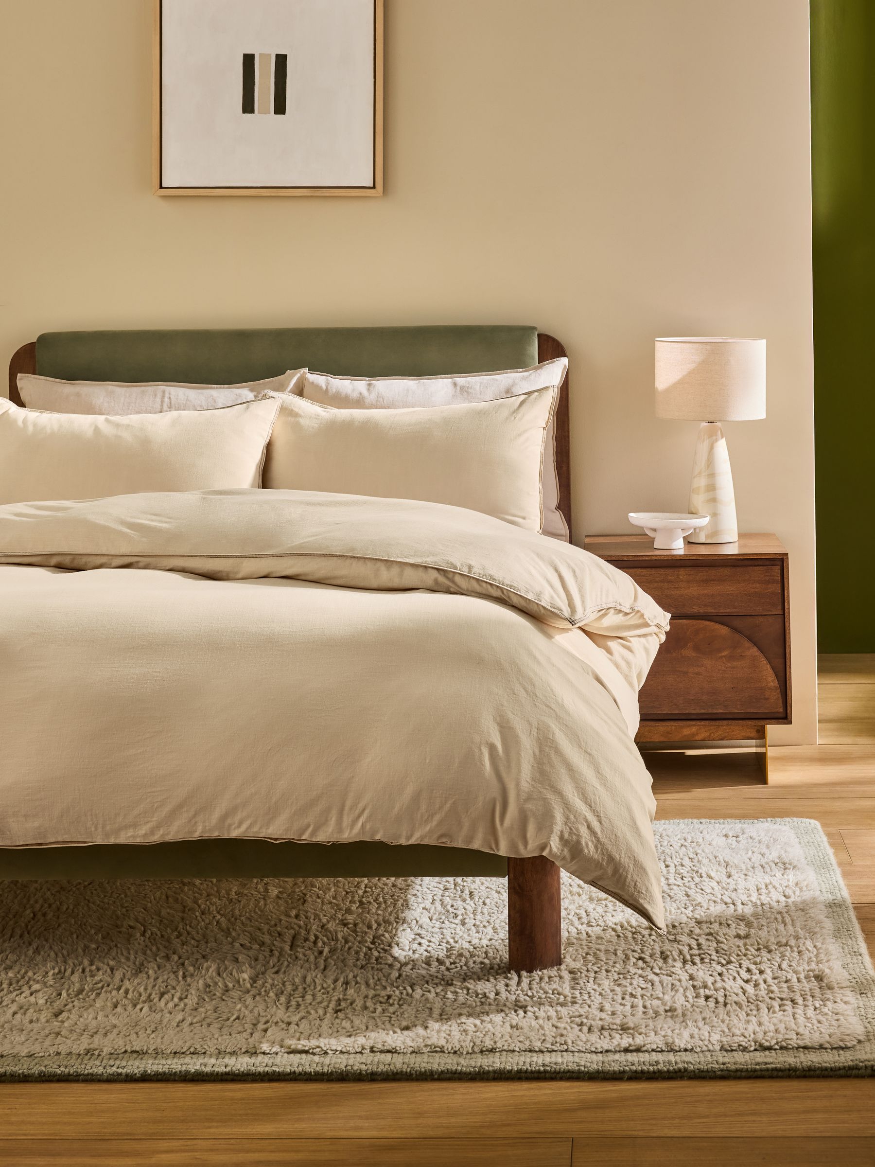 100% Cotton Textured Duvet Cover and Pillowcase Set in Natural Sand