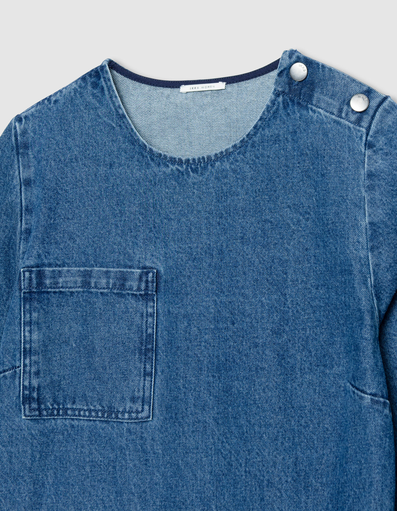 Robe en jean bleu trois poches plaquées Femme