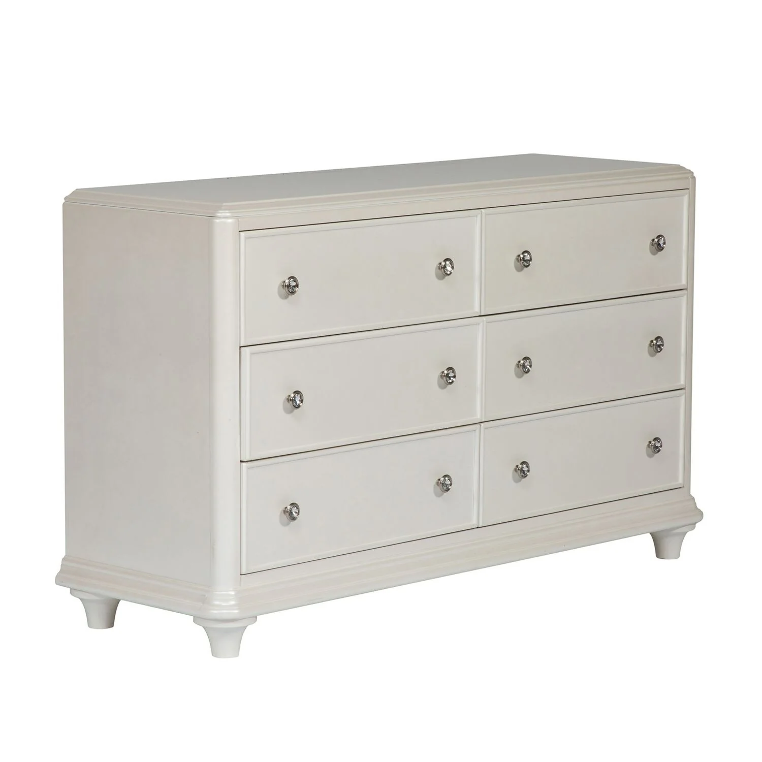 Stardust Iridescent White 6 Drawer Dresser