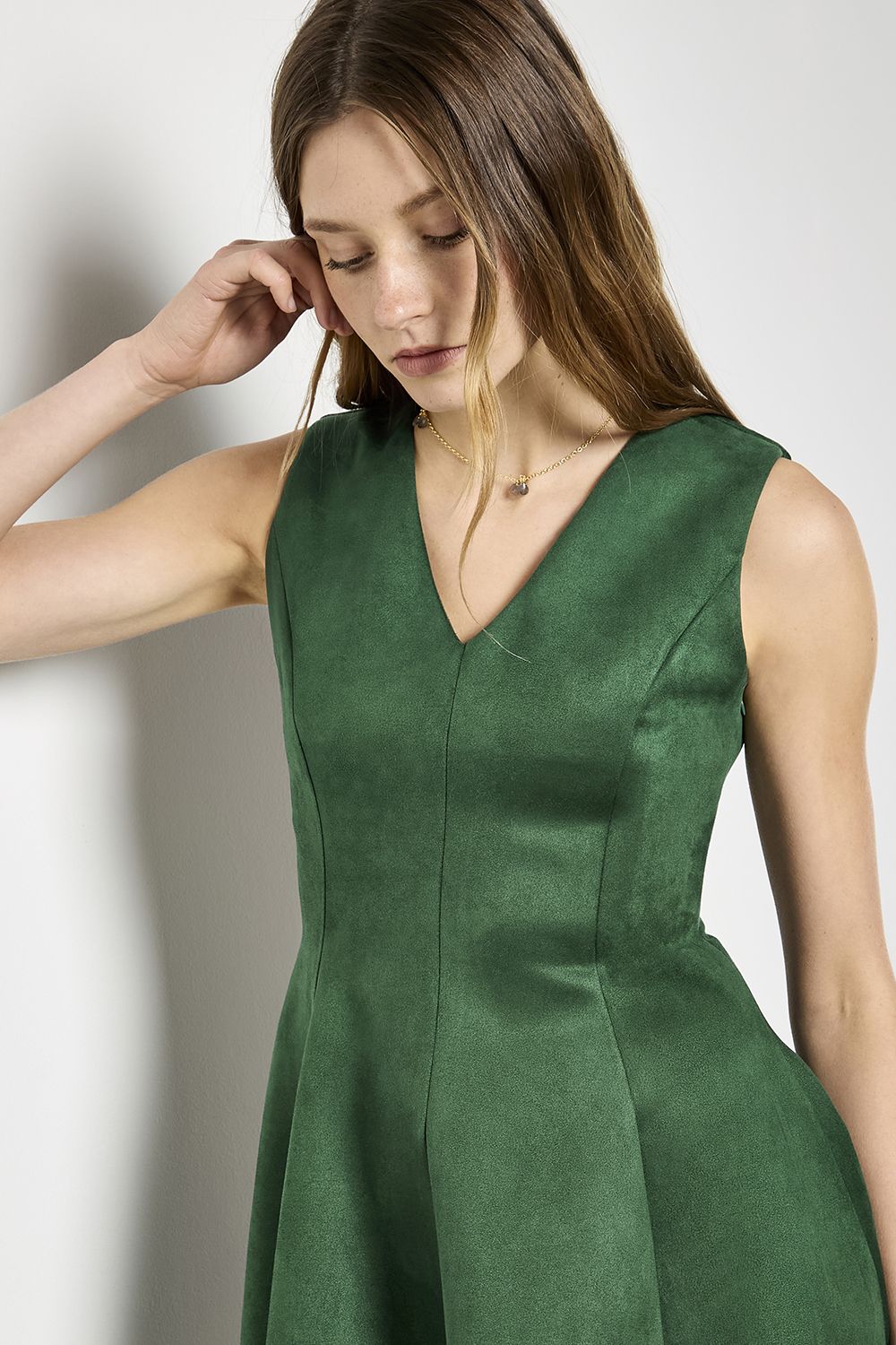 Apricot Suedette Skater Dress