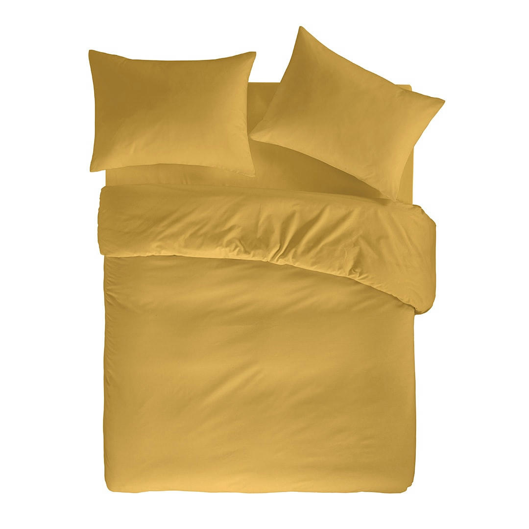 PURE HDC - Housse de couette en percale de coton 240x220 cm moutarde