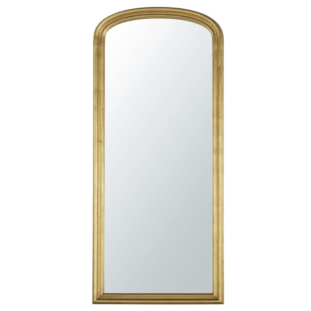 ANATOLE - Grand miroir rectangulaire arrondi à moulures dorées 86x198