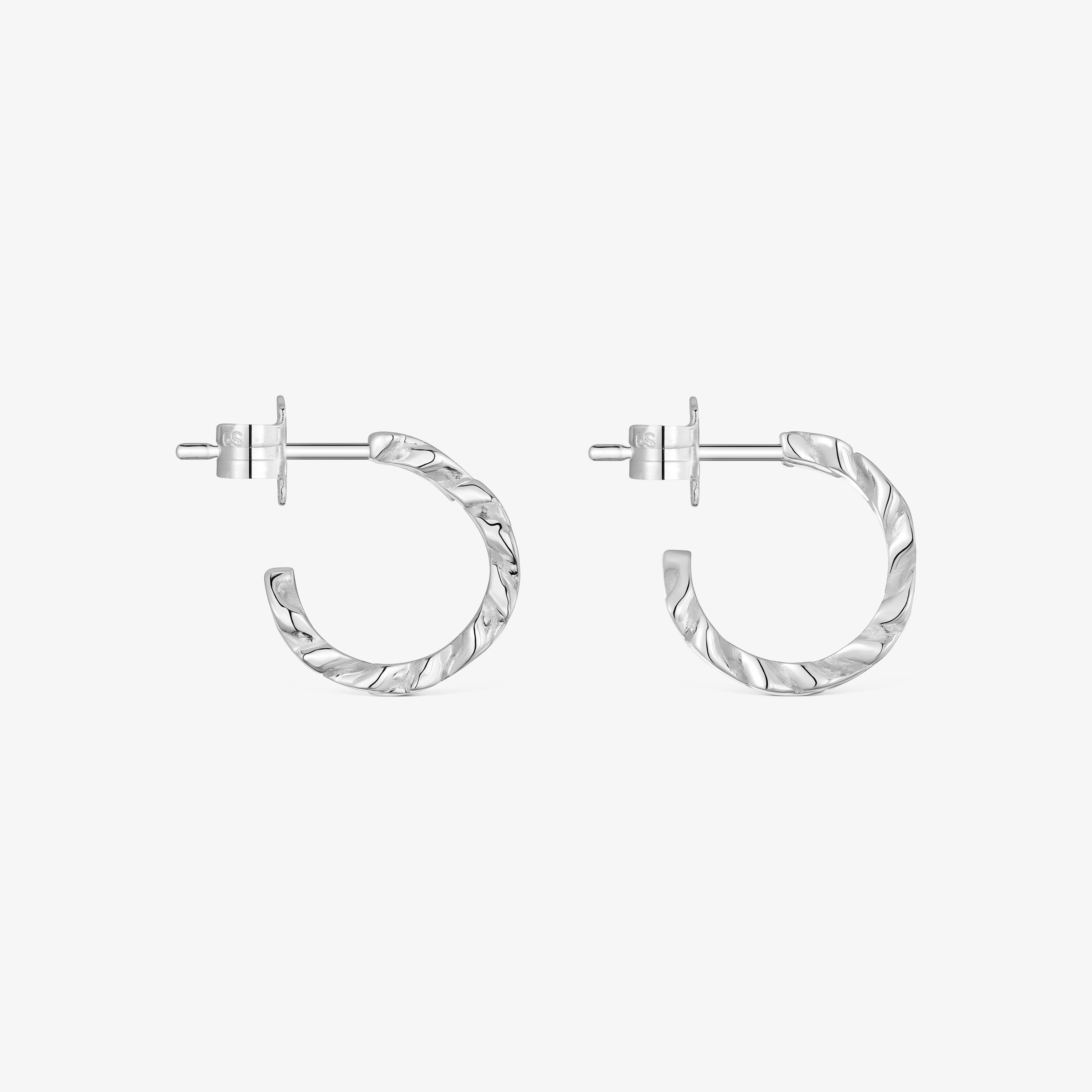 Pendientes de aro de plata 13 mm Bear's Chain