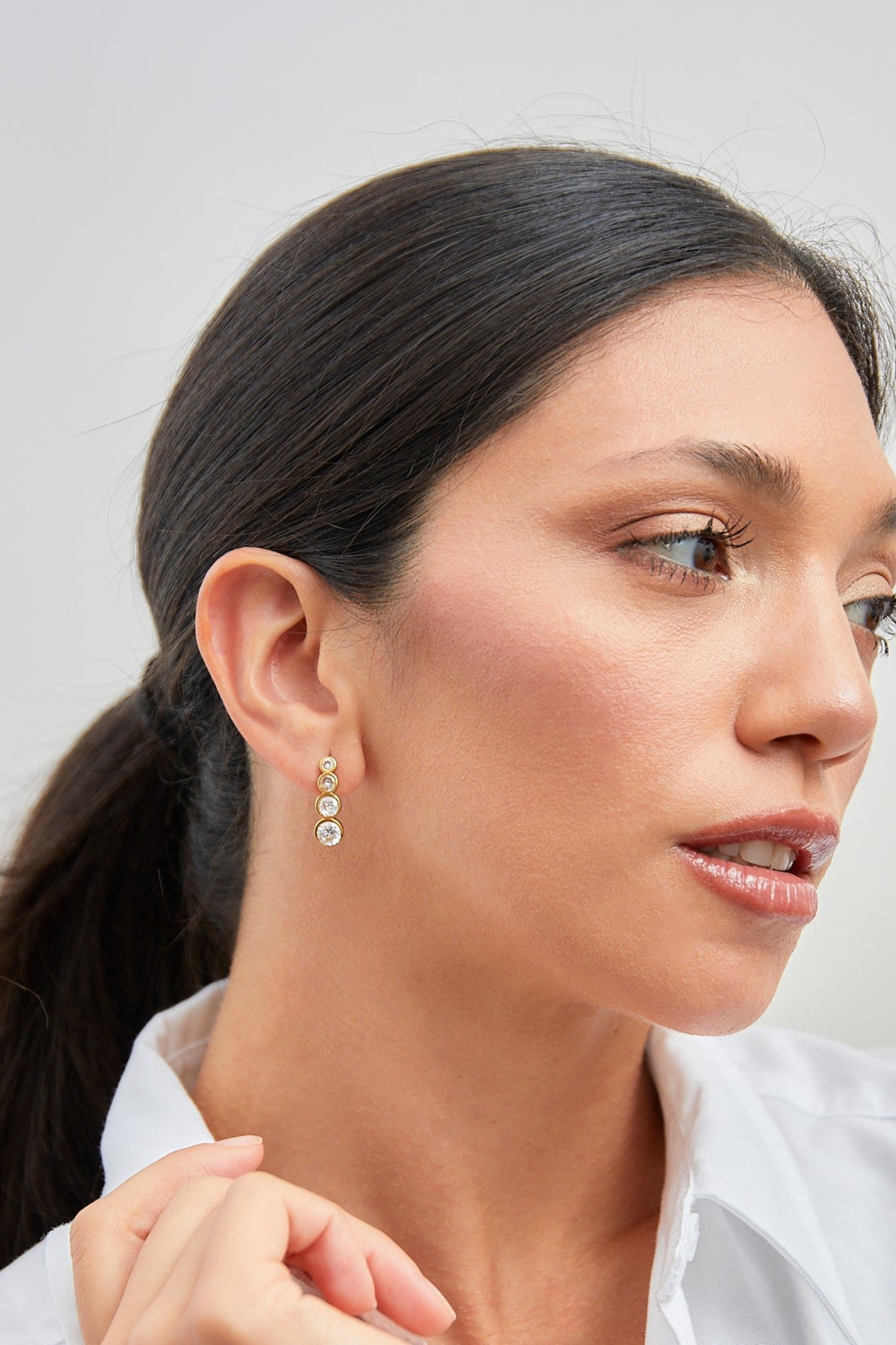 Linzi Dazzle Gold Crystal Four Stone Drop Earrings