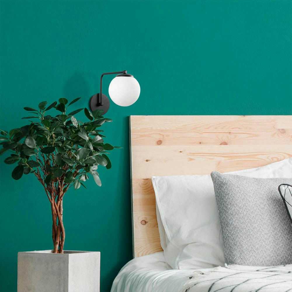 MARGA - Applique murale minimaliste noire avec sphères opales