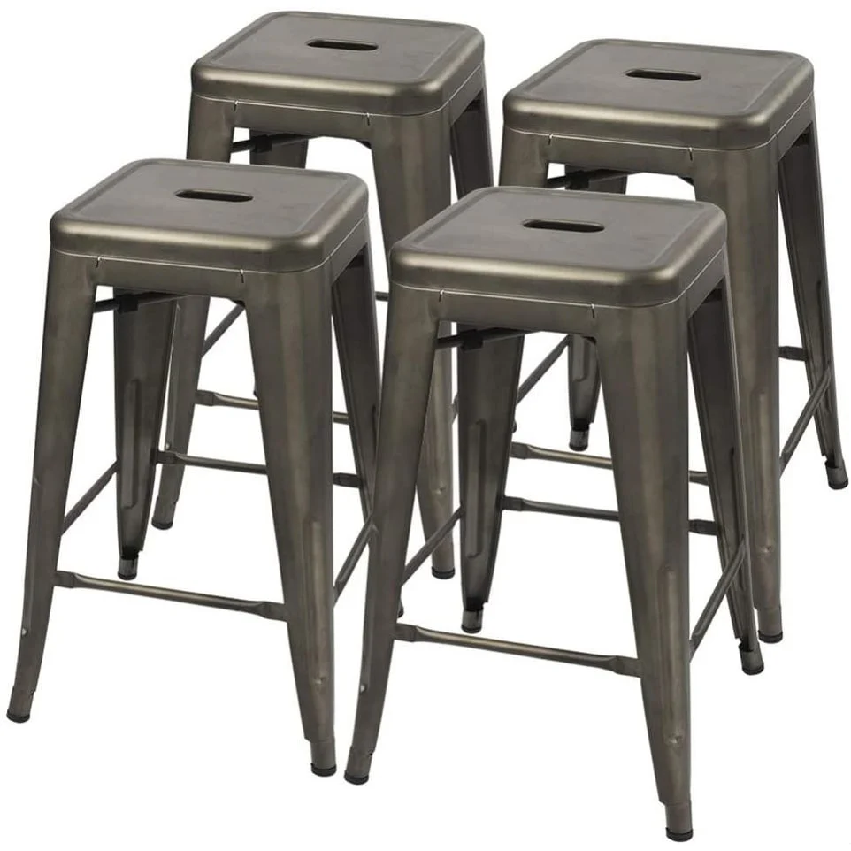 Homall 24 Inches Metal Bar Stools Height Stackable Stools Set of 4 - N/A
